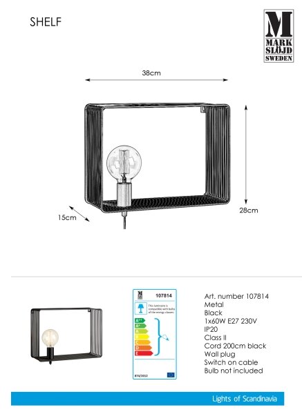 Markslöjd 107814 - Stenska svetilka SHELF 1xE27/60W/230V