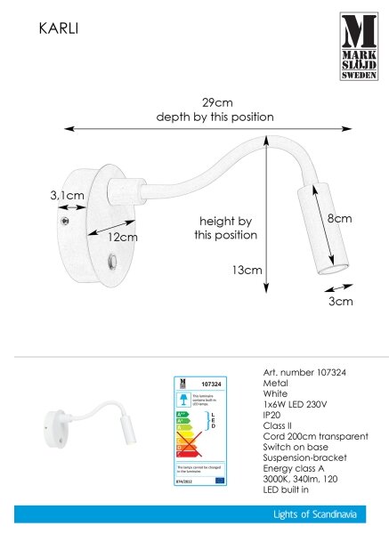 Markslöjd 107324 - LED Stenska svetilka KARLI LED/6W/230V