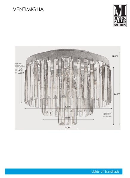 Markslöjd 106563 - Kristalna stropna svetilka VENTIMIGLIA 4xE14/40W/230V