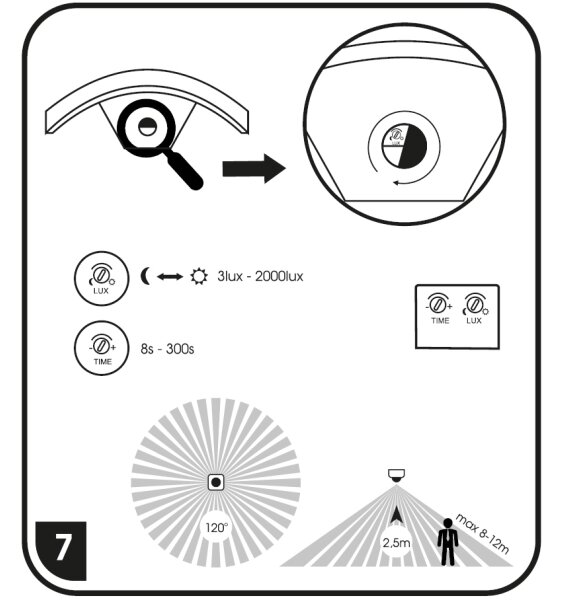 Ecolite Z1107/PIR-SED - LED Zunanja stenska svetilka s senzorjem STYL LED/8W/230V IP44