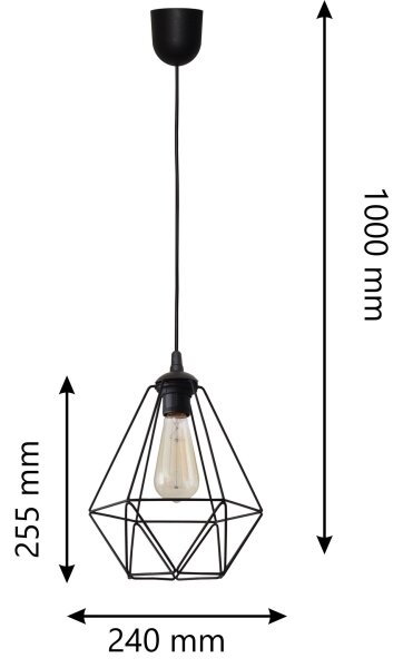 Lestenec na vrvici KARO 1xE27/60W/230V