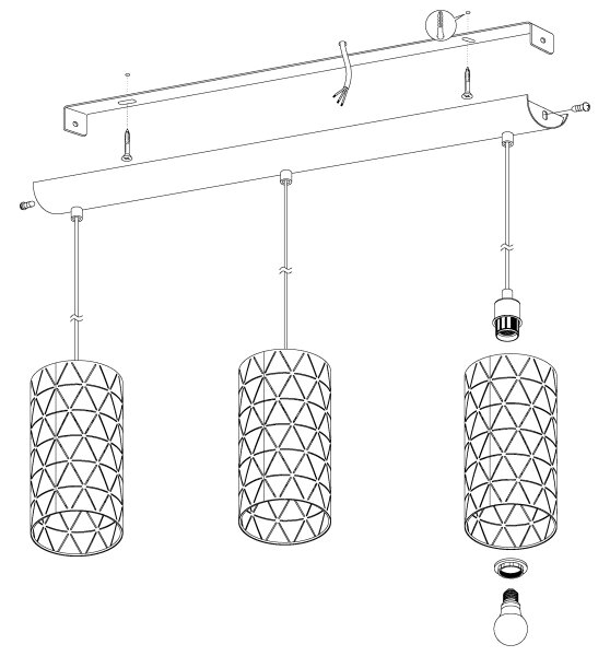 Eglo 98353 - Lestenec na vrvici RAMON 3xE27/40W/230V