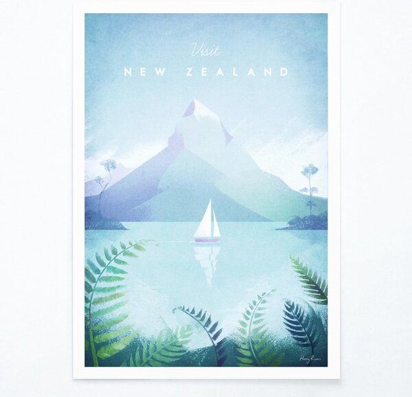 Plakat Travelposter New Zealand, 30 x 40 cm