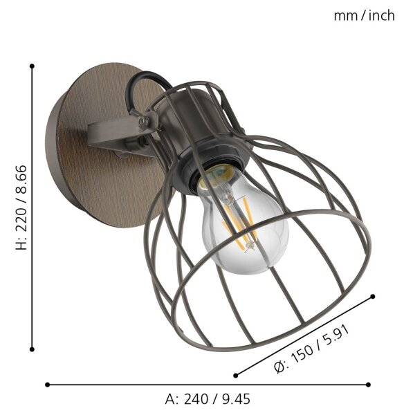 Eglo 98134 - Stenski reflektor SAMBATELLO 1xE27/40W/230V