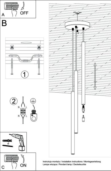 Sollux SL.0467 - Lestenec na vrvici PASTELO 3xG9/8W/230V bela