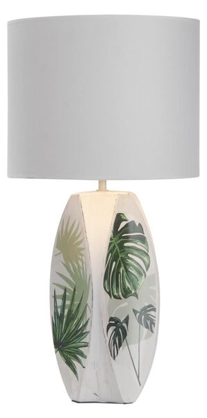 Bela/zelena namizna svetilka s tekstilnim senčnikom (višina 59 cm) Palma – Candellux Lighting