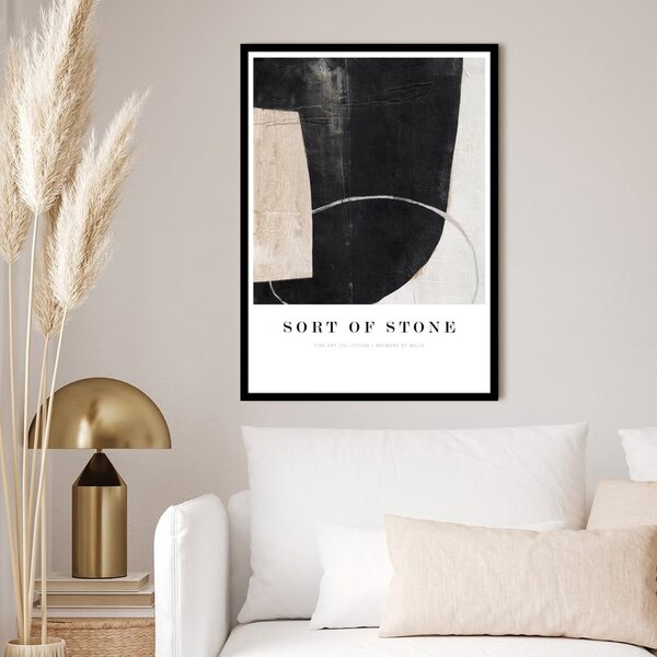 Plakat z okvirjem 52x72 cm Sort Of Stone – Malerifabrikken