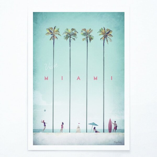 Plakat Travelposter Miami, 30 x 40 cm