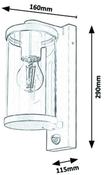 Rabalux - Zunanja stenska svetilka s senzorjem 1xE27/60W/230V IP44