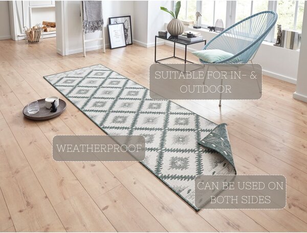 Zeleno-krem zunanja preproga NORTHRUGS Malibu, 250 x 80 cm