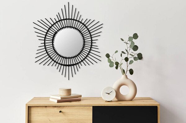 STENSKO OGLEDALO, 70/70/2 cm les, steklo, leseni material