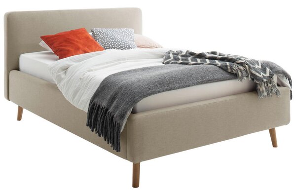 OBLAZINJENA POSTELJA 140 cm x 200 cm , tekstil rjavosiva