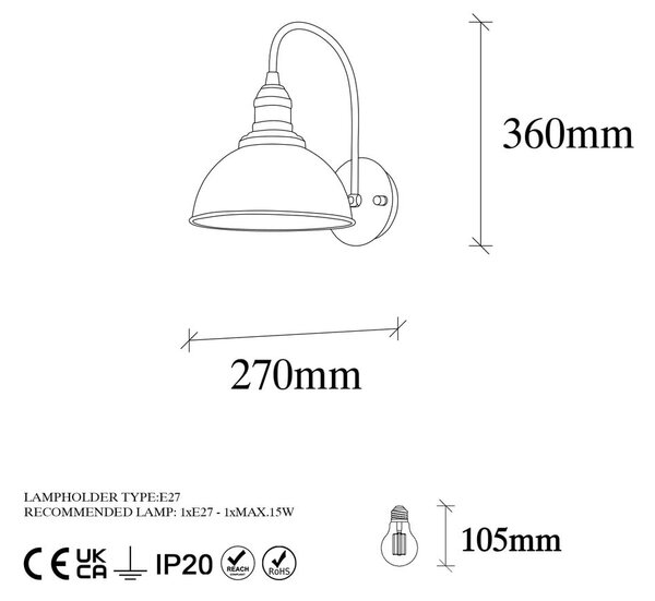 Stenska svetilka v bronasti barvi ø 21 cm Varzan – Opviq lights