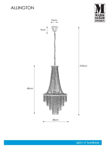 Markslöjd 108125 - Kristalni lestenec na verigi ALLINGTON 3xE14/25W/230V