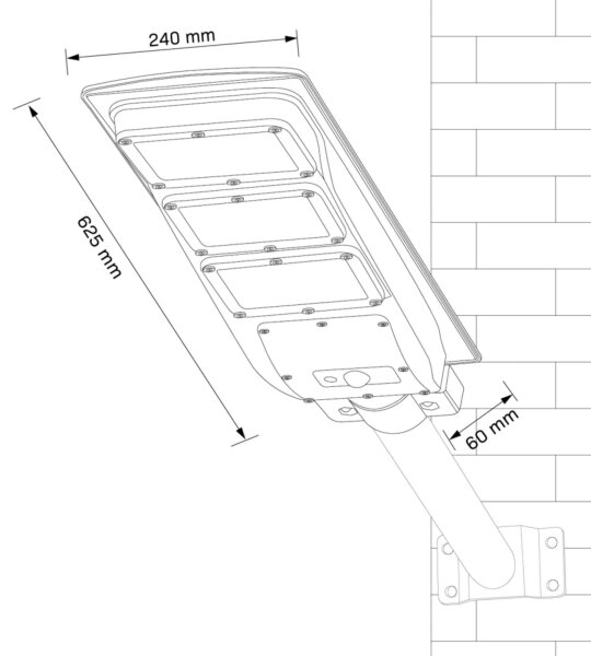 LED Solarna ulična svetilka s senzorjem STREET LED/10W/3,2V IP65 + Daljinski upravljalnik