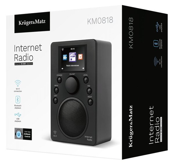 WIFI BT internetni radio USB LCD 2,4" 25.000 postaj budilka