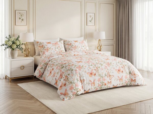 Posteljnina iz mikrovlaken ORANGE BUTTERFLY bela Dimenzije posteljnine: 70 x 80 cm | 140 x 200 cm