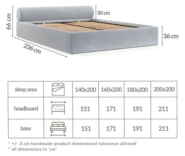 Svetlo rjava oblazinjena zakonska postelja s prostorom za shranjevanje z letvenim dnom 180x200 cm Solvo – Maison de Rêve