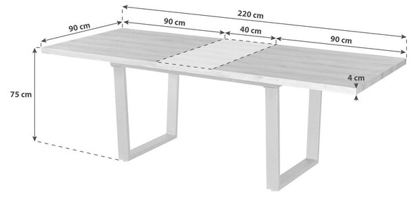 Mömax Raztegljiva Jedilna Miza Rudi, Barva Hrasta, 180-220x90