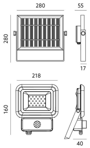 LED Solarna svetilka s senzorjem LED/30W/3,7V 6500K IP65