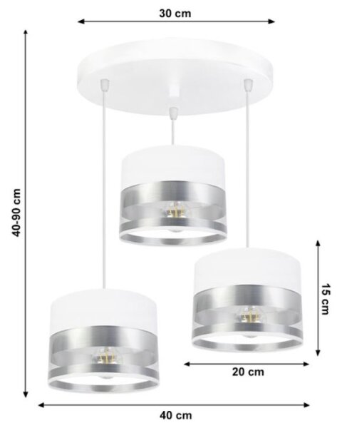 Lestenec na vrvici MILO 3xE27/60W/230V srebrn