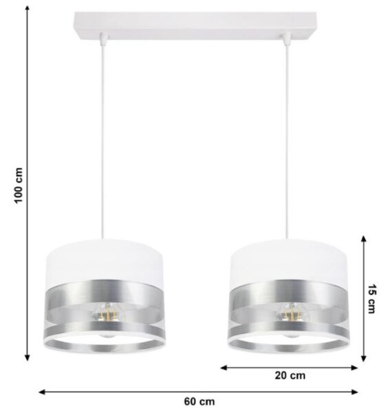 Lestenec na vrvici MILO 2xE27/60W/230V srebrn