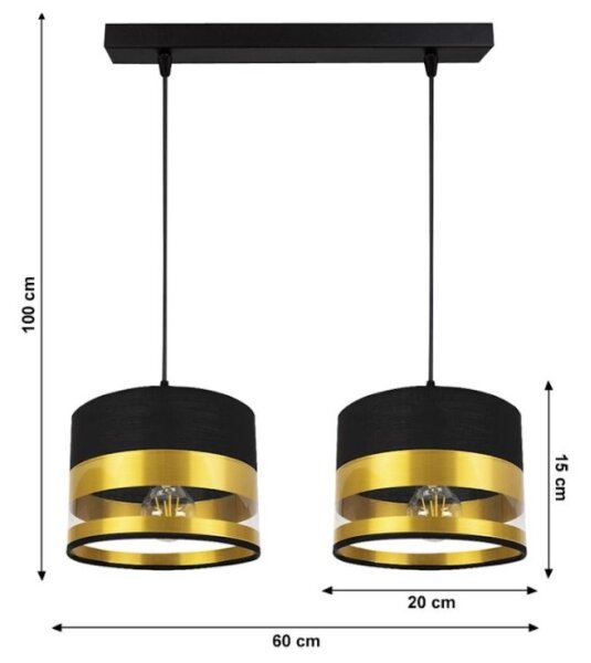 Lestenec na vrvici MILO 2xE27/60W/230V zlat/črn