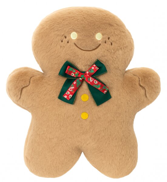 Žametna okrasna blazina v obliki medenjaka GINGERBREAD, bež