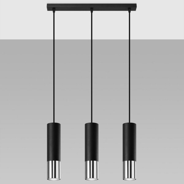 Sollux SL.0942 - Lestenec na vrvici LOOPEZ 3xGU10/10W/230V črna/krom