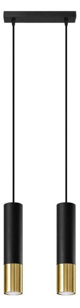 Sollux SL.0953 - Lestenec na vrvici LOOPEZ 2xGU10/10W/230V črna/zlata