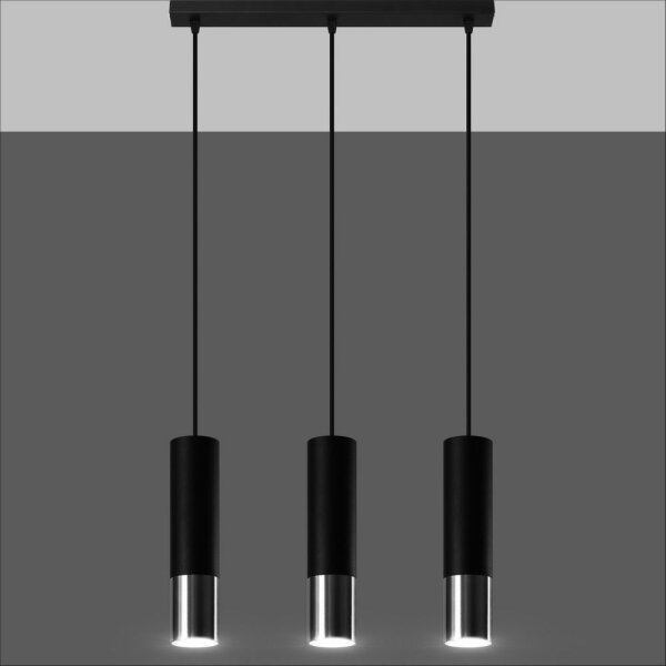Sollux SL.0942 - Lestenec na vrvici LOOPEZ 3xGU10/10W/230V črna/krom