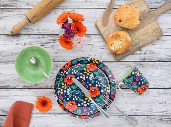 Creatable Jedilni Servis Folklore Blue, 12-Delni