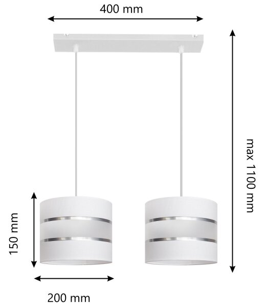 Lestenec na vrvici HELEN 2xE27/60W/230V bel