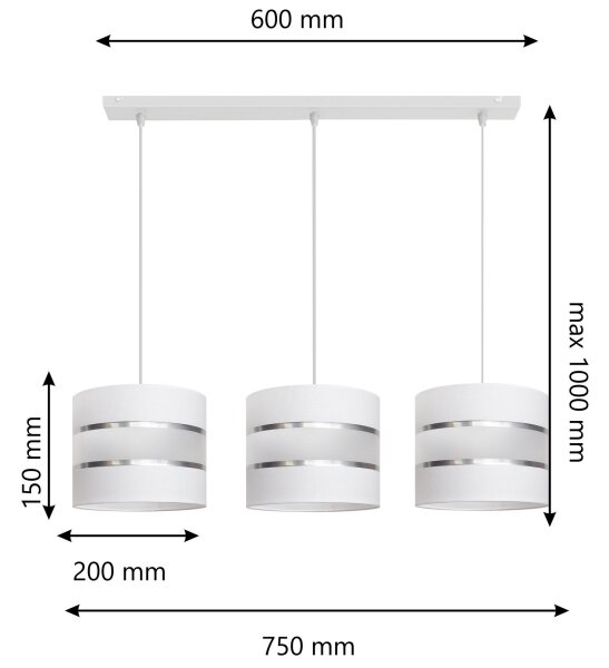 Lestenec na vrvici HELEN 3xE27/60W/230V bel