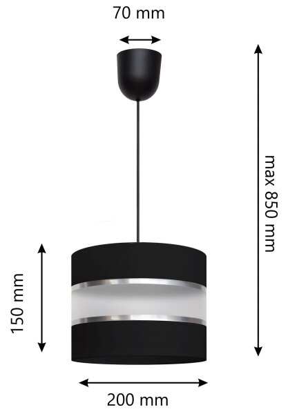 Lestenec na vrvici HELEN 1xE27/60W/230V črn