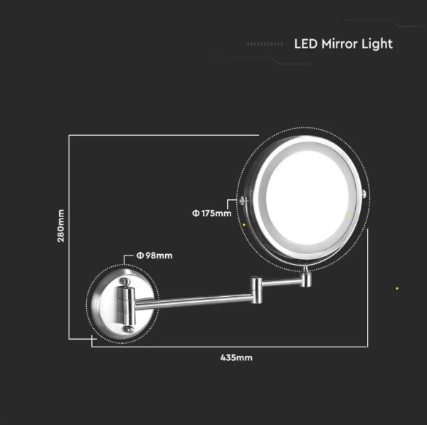 LED Stensko kozmetično ogledalo LED/3W/6V IP44