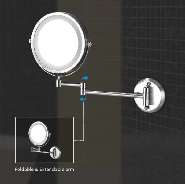 LED Stensko kozmetično ogledalo LED/3W/6V IP44