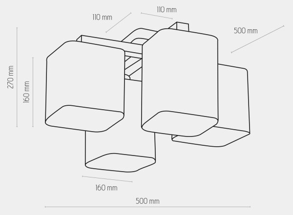 Surface-mounted lestenec TORA 4xE27/15W/230V bela