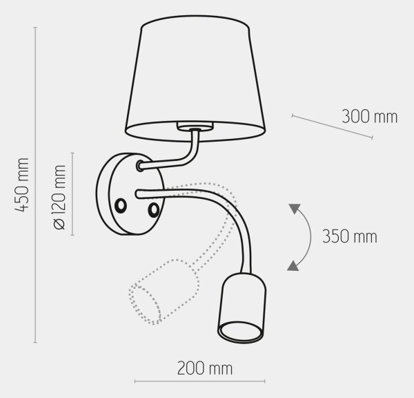 Stenska svetilka MAJA 1xE27/15W/230V + 1xGU10/10W/230V črna