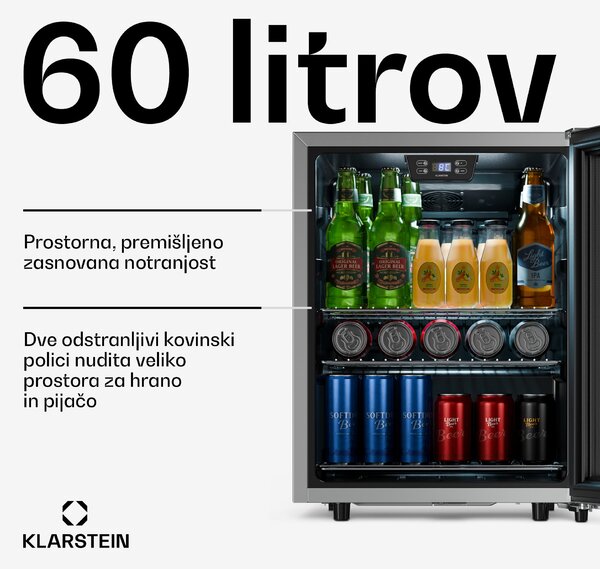 Klarstein LuxeChill hladilnik za pijačo | 64 x 48 cm | LED notranja osvetlitev | Črna