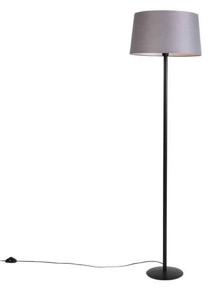 Stoječa svetilka črna z laneno kapico temno sive barve 45 cm - Simplo