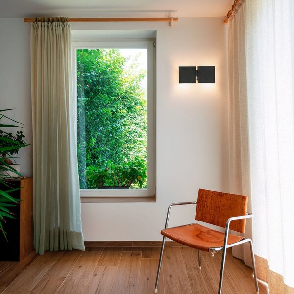 Wever & Ducré Lighting WEVER DUCRÉ stenska svetilka CG Square, črna, širina 21 cm, 2-žarilna, Črna, Dnevna soba / jedilnica, Kovina, Sodobni