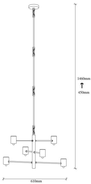 Lestenec na drogu HEXA 6xE27/40W/230V