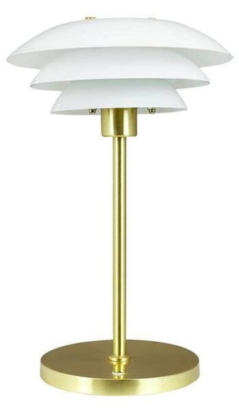 Dyberg Larsen LED-akumulatorska namizna svetilka DL20, višina 30 cm, steklo, zatemnjen, Zlata / medeninasta, Dnevna soba / jedilnica, Kovina, Dizajn