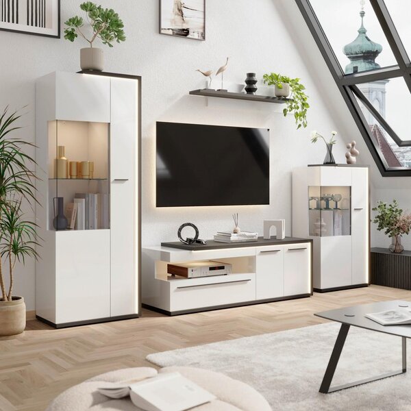 Modern Living Tv-element Ambiente Plus, Bela, Antracit