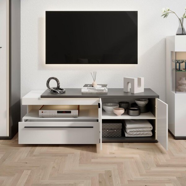 Modern Living Tv-element Ambiente Plus, Bela, Antracit
