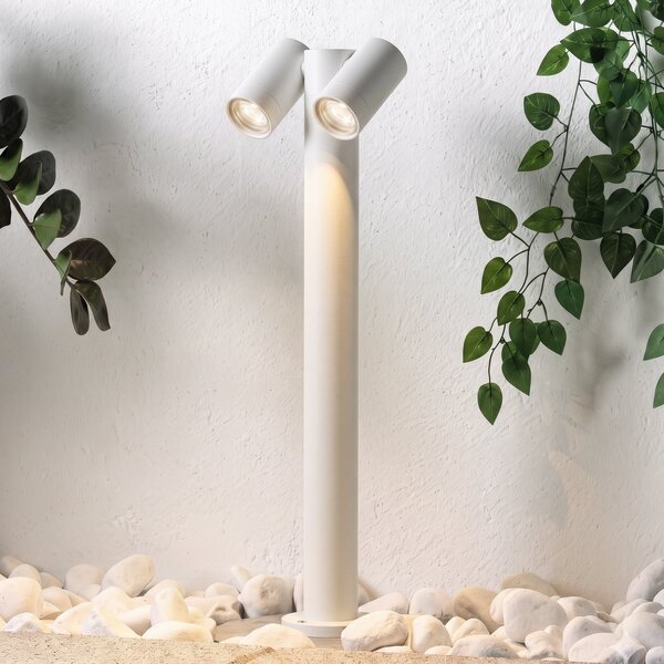 PRIOS svetilka za pot Tulimar, 2-žarilna, 60 cm, bela, IP65, zatemnjen, Bela, Kovina, Sodobni