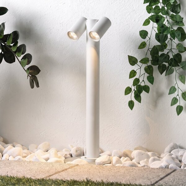 PRIOS svetilka za pot Tulimar, 2-žarilna, 60 cm, bela, IP65, zatemnjen, Bela, Kovina, Sodobni