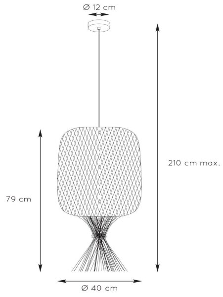 Lucide 03436/40/30 - Lestenec na vrvici GARVE 1xE27/40W/230V črn