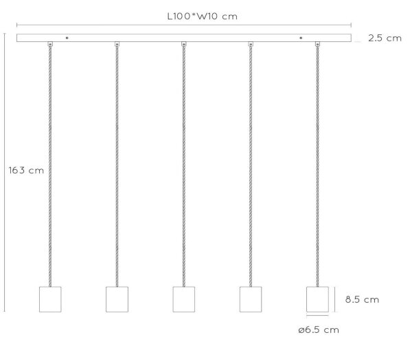 Lucide 20416/05/65 - Lestenec na vrvici GELKA 5xE27/40W/230V